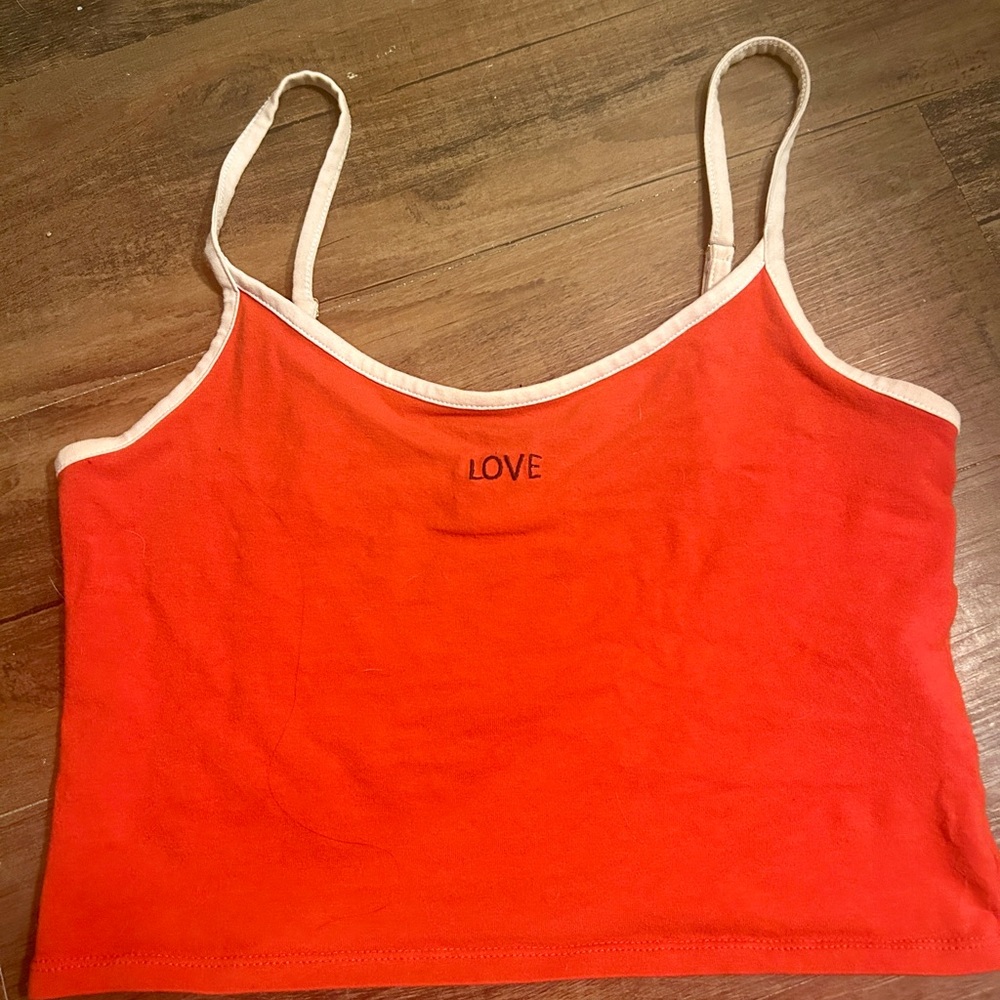Forever 21 Orange Crop Top with Love Detail